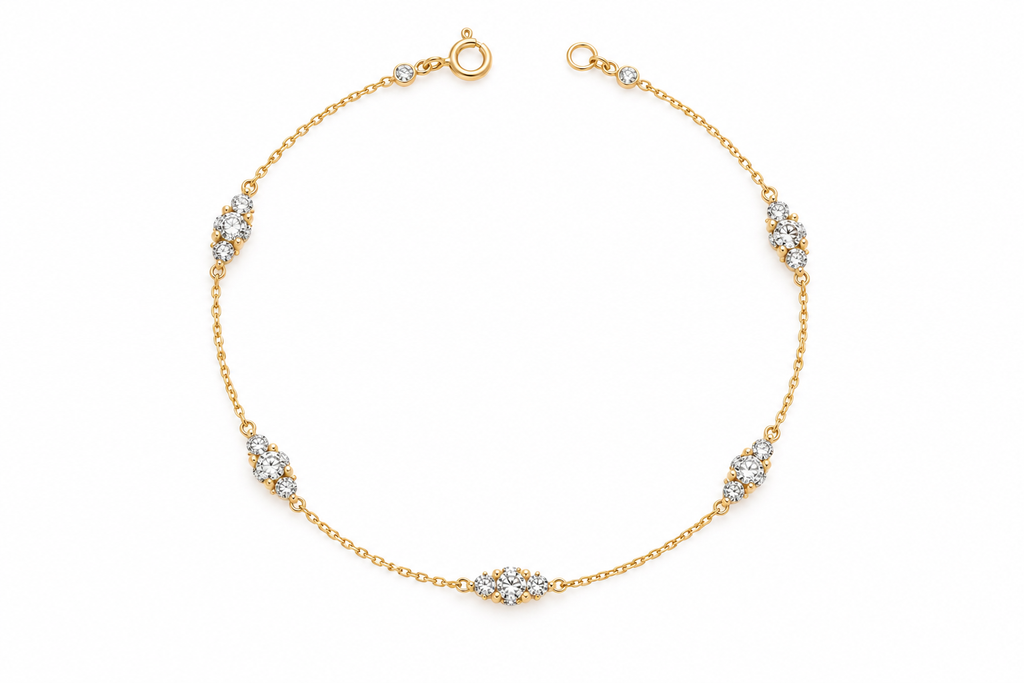 Zari Diamond Station Bracelet — studio view