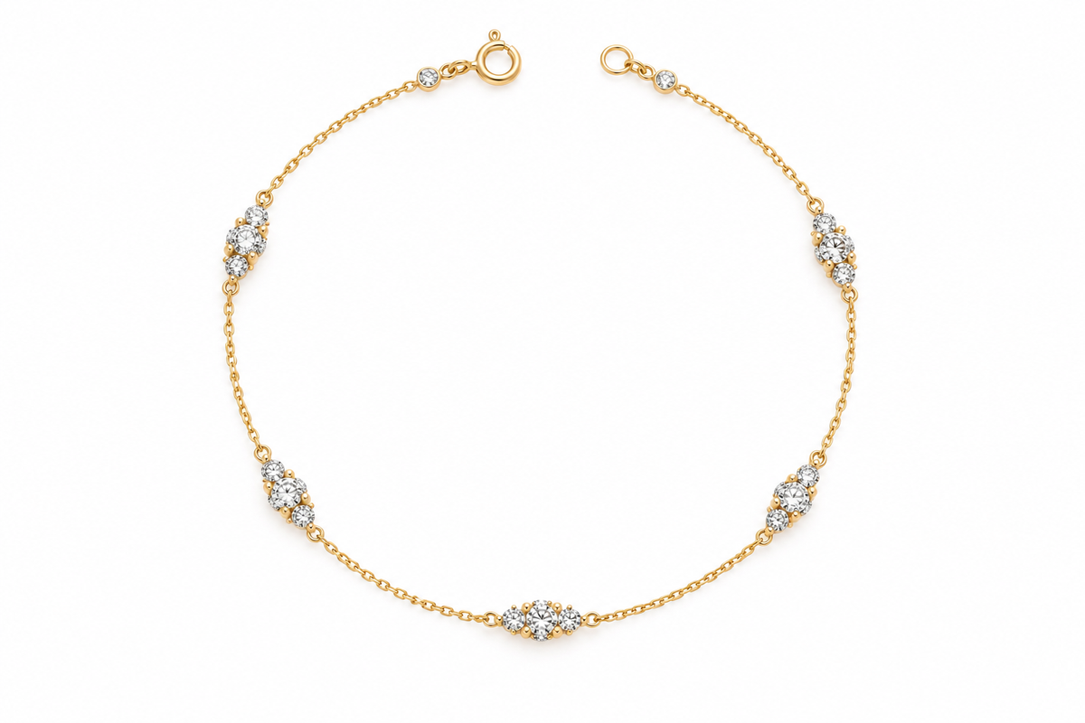 Zari Diamond Station Bracelet — studio view