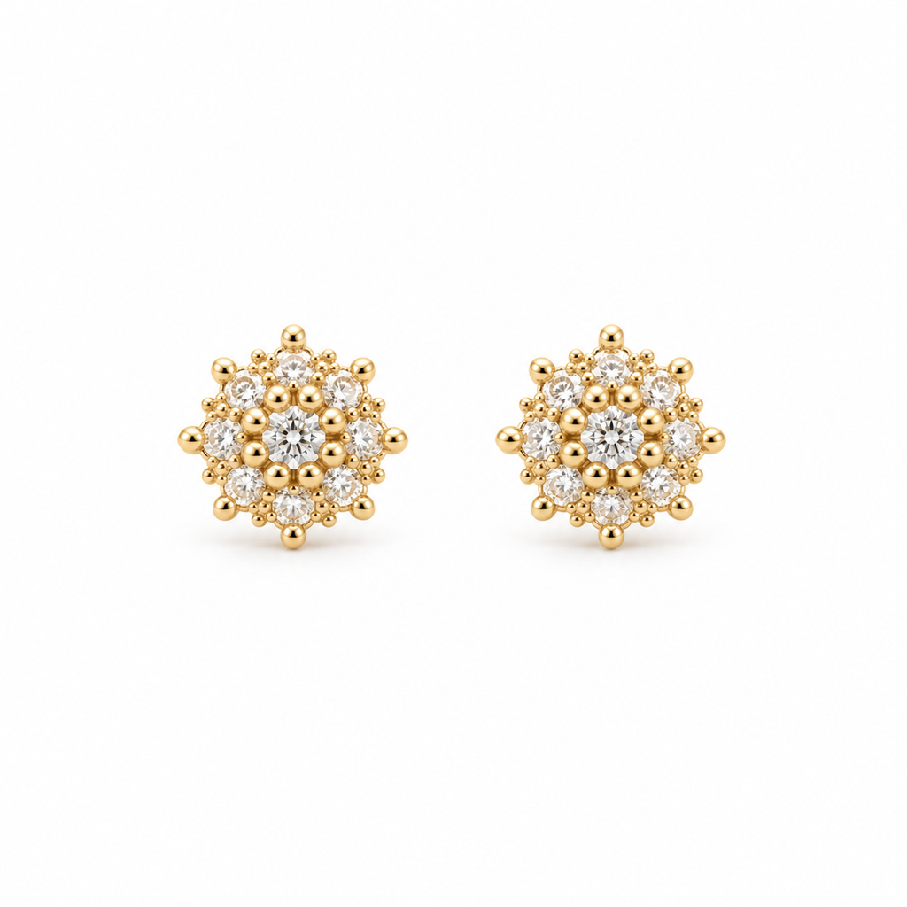 Zahra Diamond Starburst Earrings — studio view