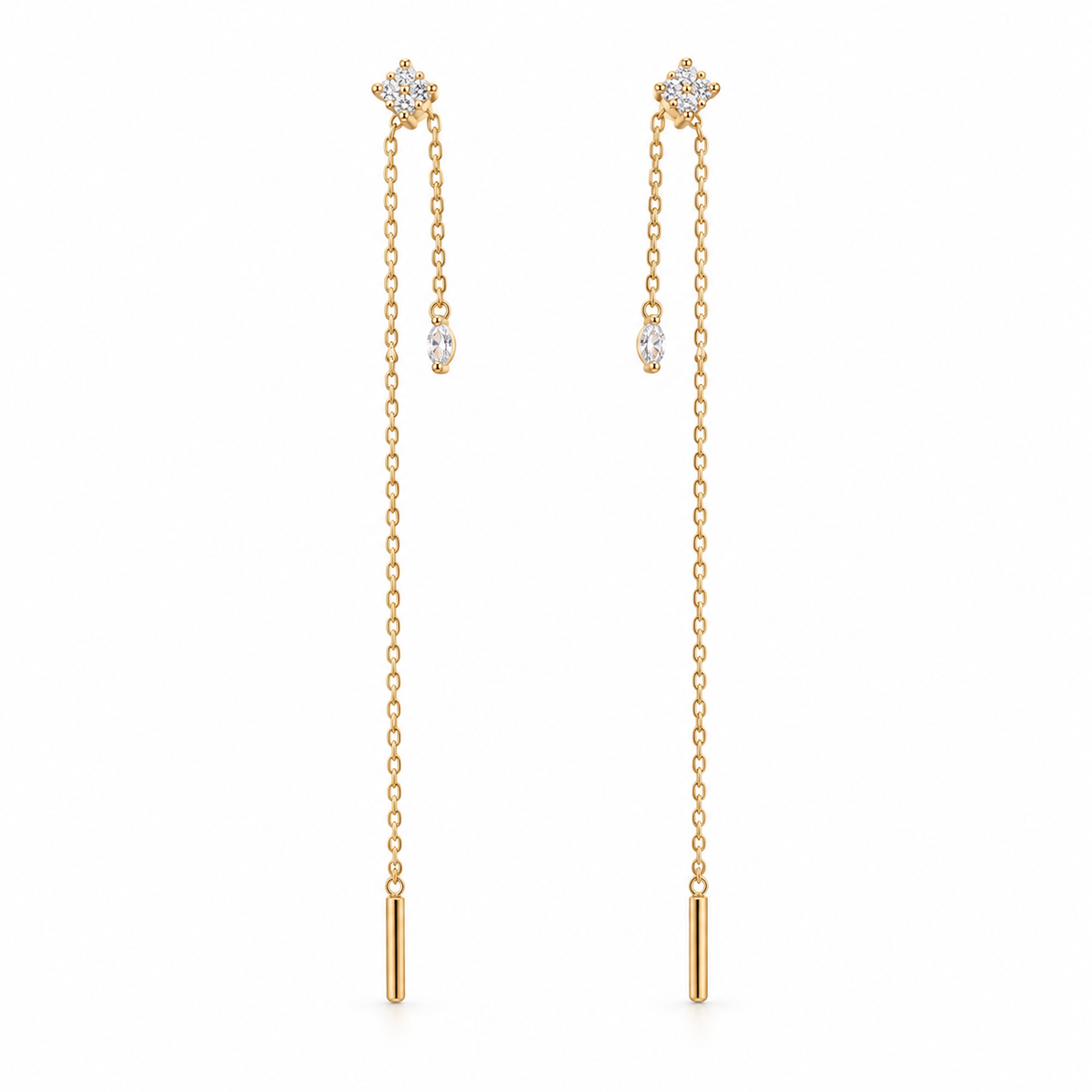 Liana Diamond Threader Earrings — studio view