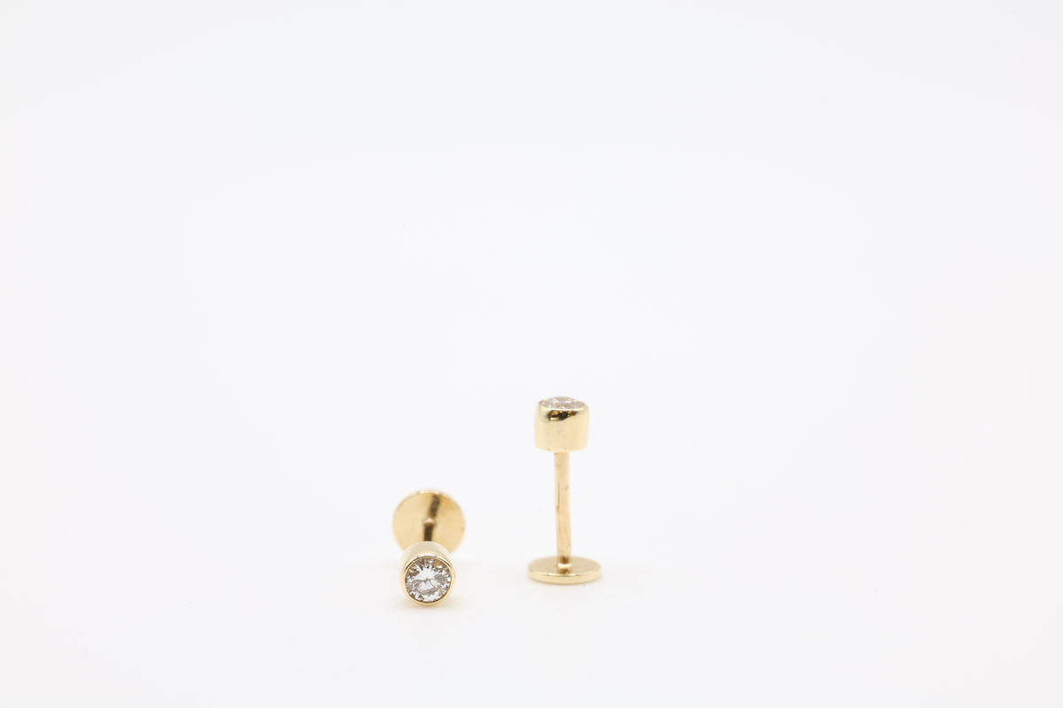 Bazra Round Diamond Bezel Stud Earrings