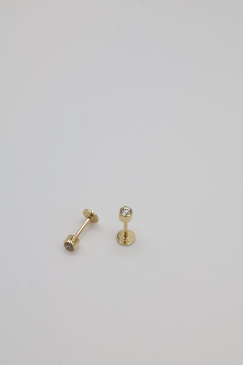 Bazra Round Diamond Bezel Stud Earrings