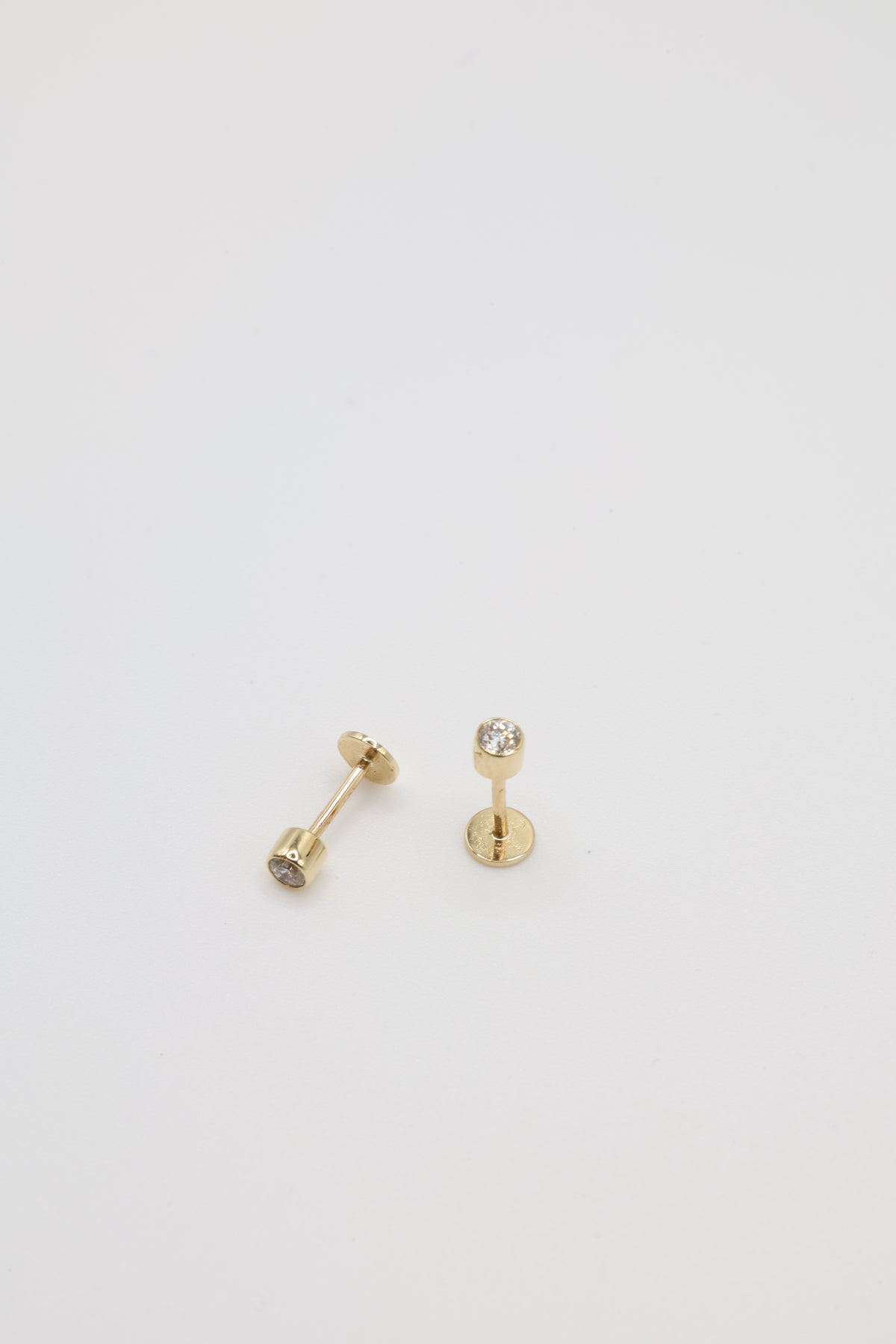 Bazra Round Diamond Bezel Stud Earrings