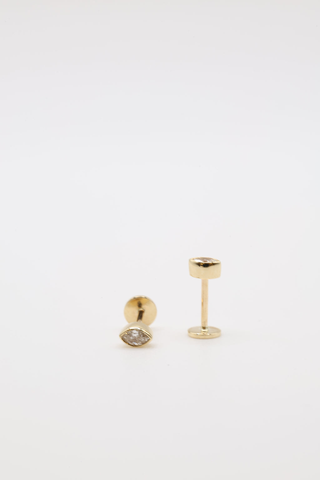 Bazra Marquise Diamond Half Bezel Stud Earrings