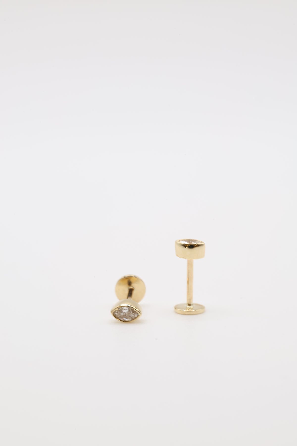 Bazra Marquise Diamond Half Bezel Stud Earrings