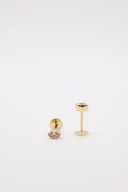 Bazra Marquise Diamond Half Bezel Stud Earrings