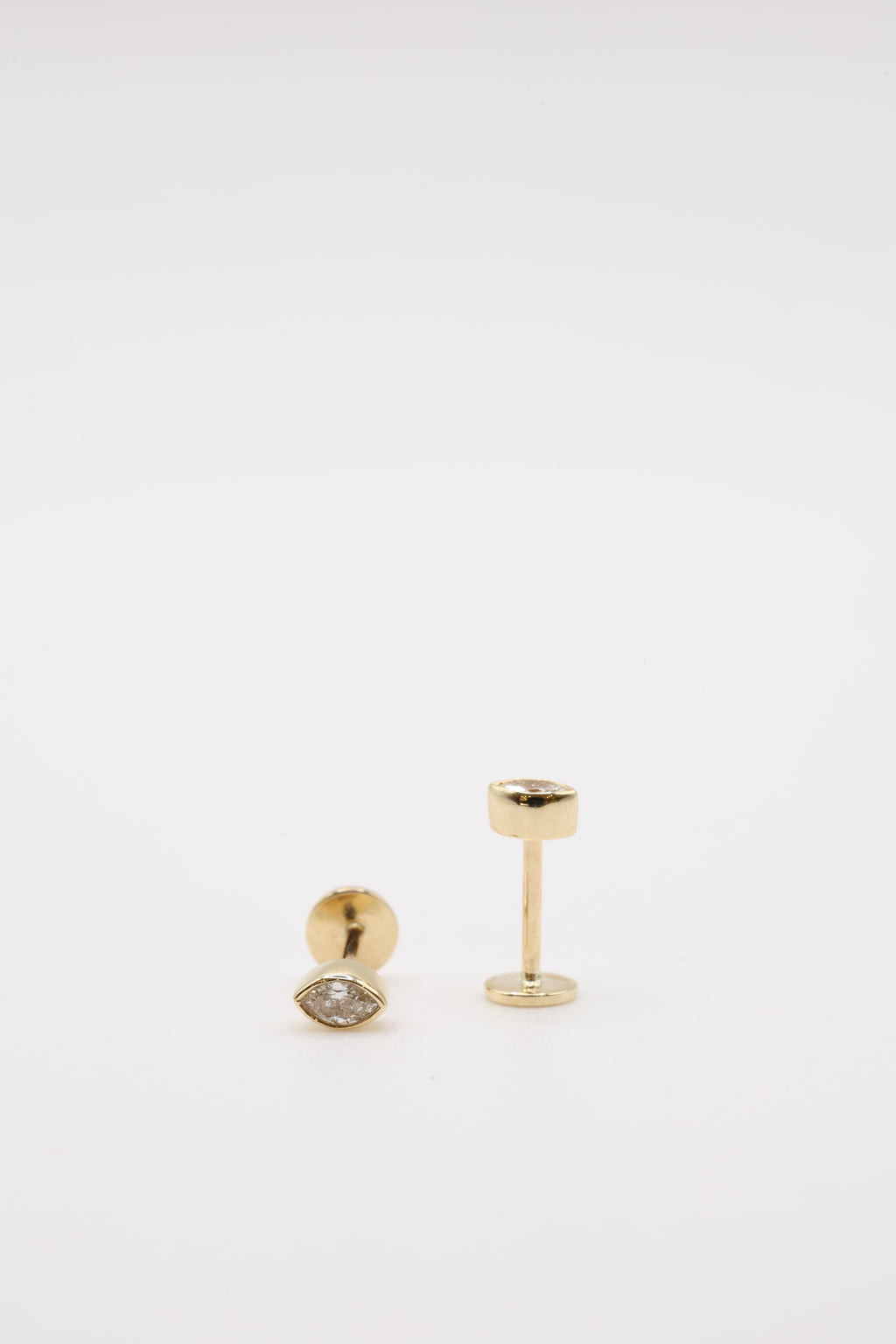 Bazra Marquise Diamond Half Bezel Stud Earrings
