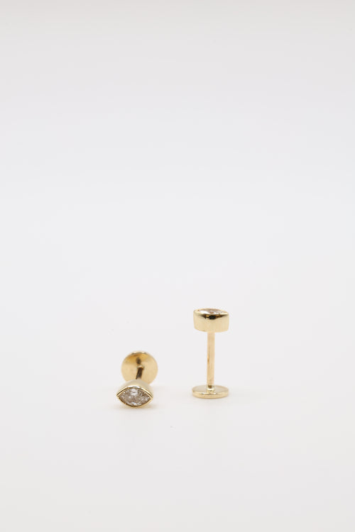 Bazra Marquise Diamond Half Bezel Stud Earrings