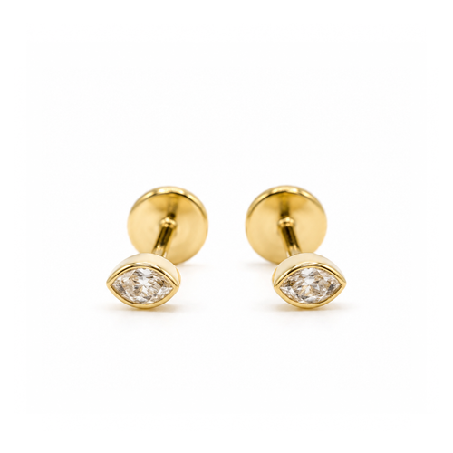 Bazra Marquise Diamond Half Bezel Stud Earrings (AQMSJDE05)