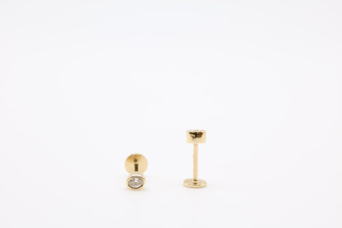 Bazra Oval Diamond Bezel Stud Earrings