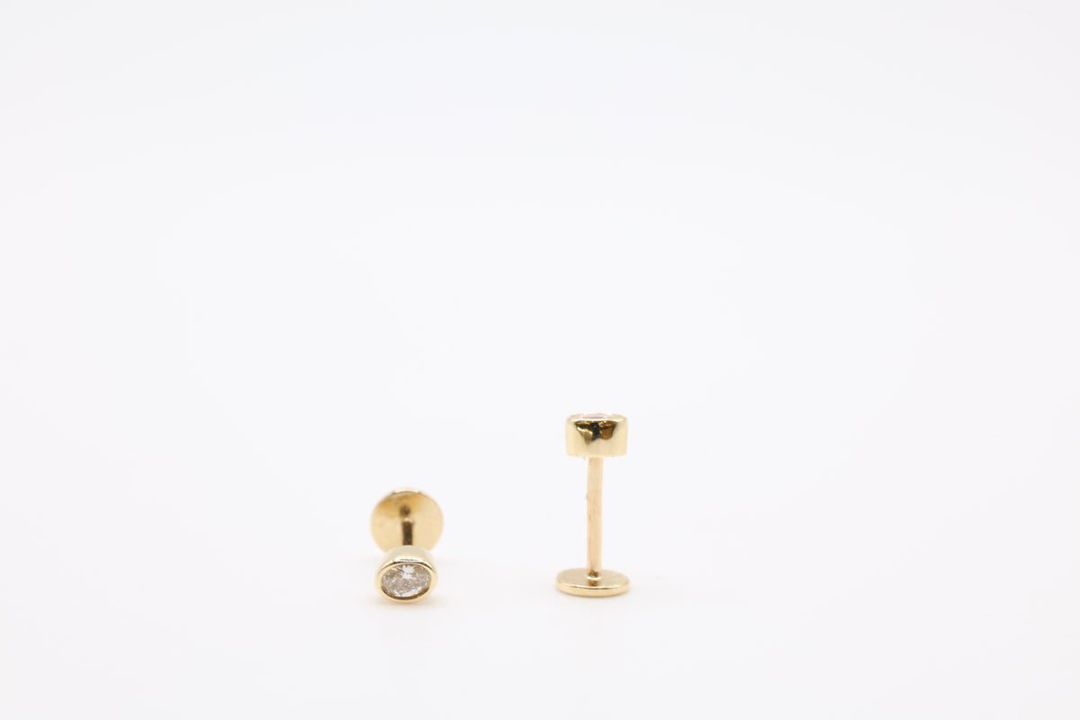 Bazra Oval Diamond Bezel Stud Earrings