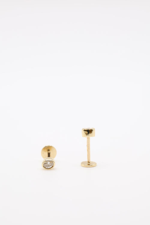 Bazra Oval Diamond Bezel Stud Earrings