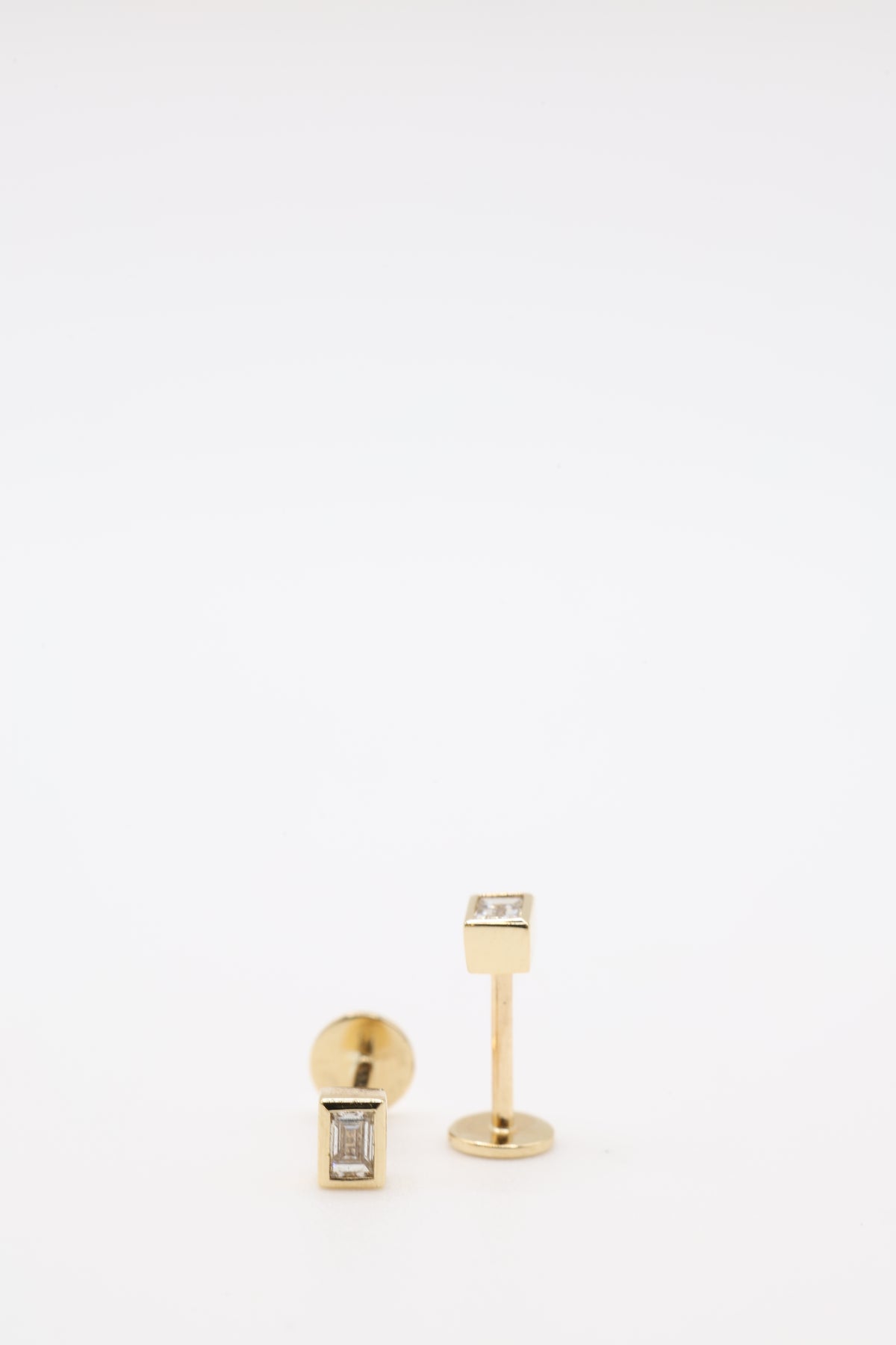 Bazra Baguette Diamond Bezel Stud Earrings