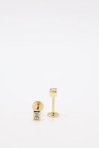 Bazra Baguette Diamond Bezel Stud Earrings