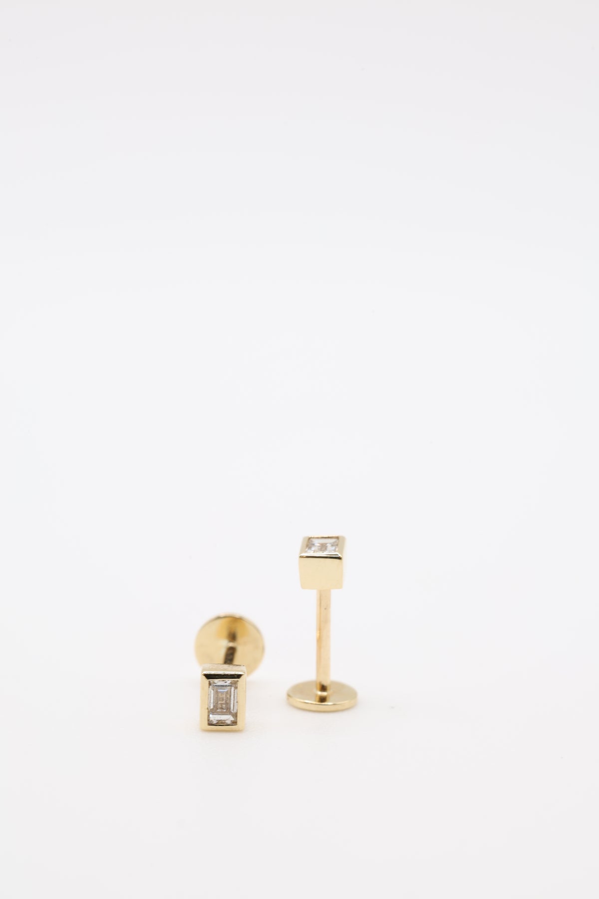 Bazra Baguette Diamond Bezel Stud Earrings