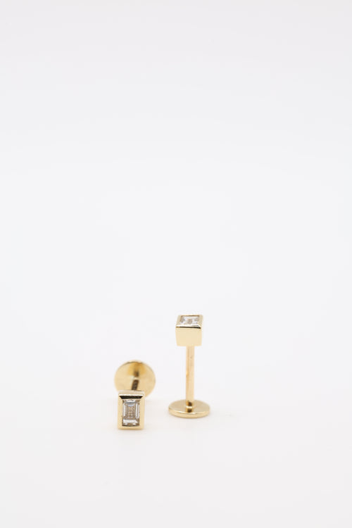 Bazra Baguette Diamond Bezel Stud Earrings