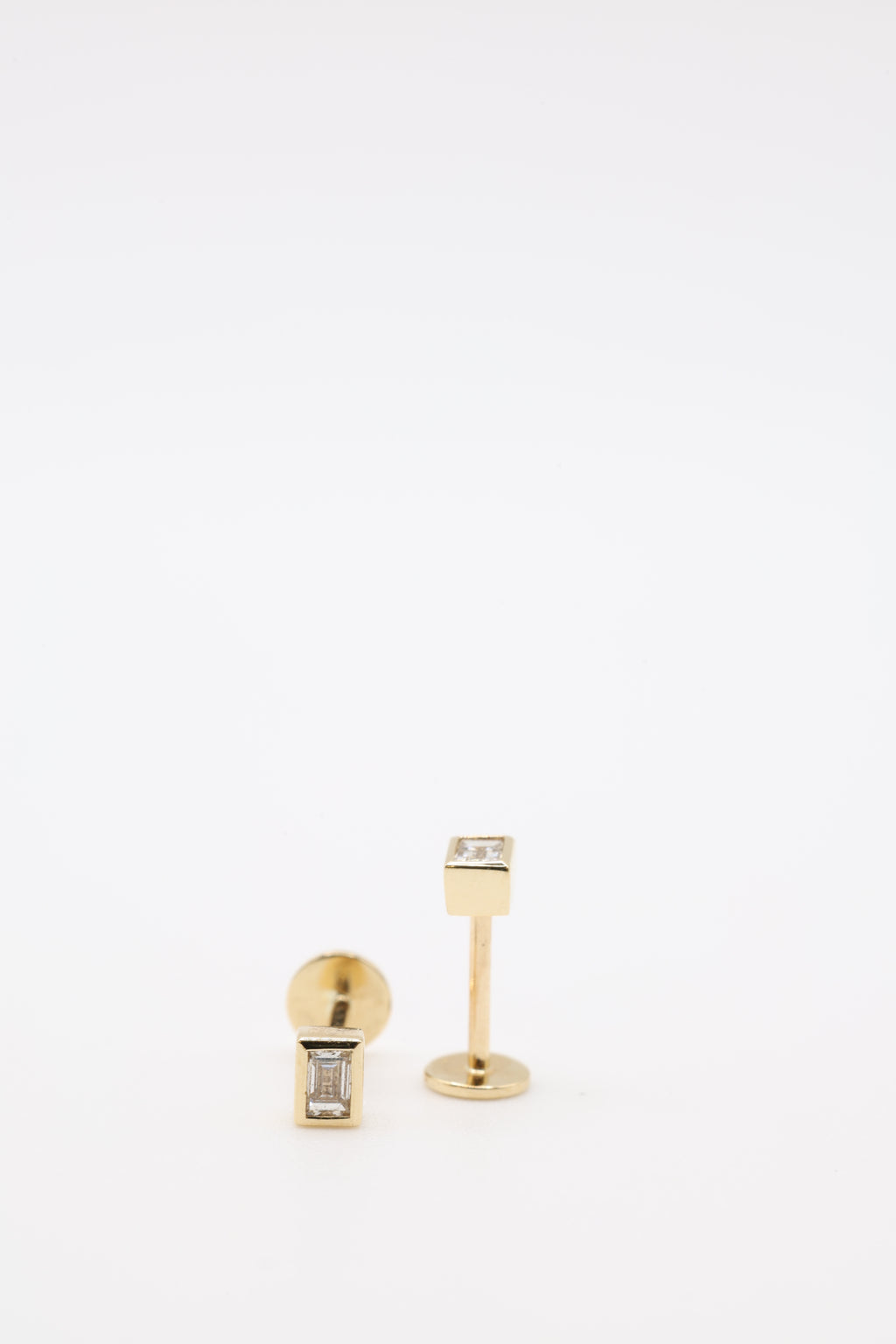 Bazra Baguette Diamond Bezel Stud Earrings
