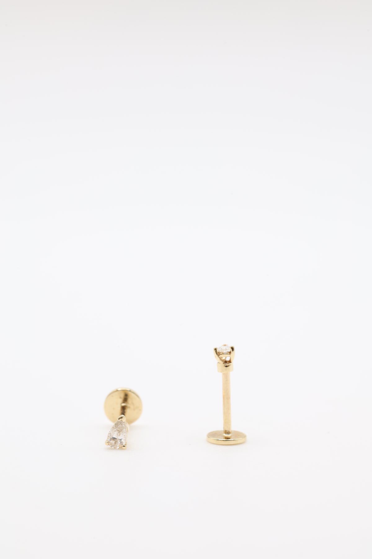 Bazra Pear Diamond Bezel Stud Earrings