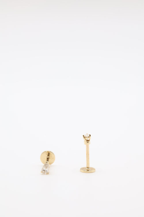 Bazra Pear Diamond Bezel Stud Earrings