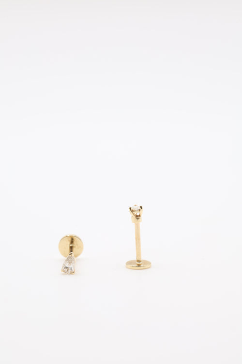 Bazra Pear Diamond Bezel Stud Earrings