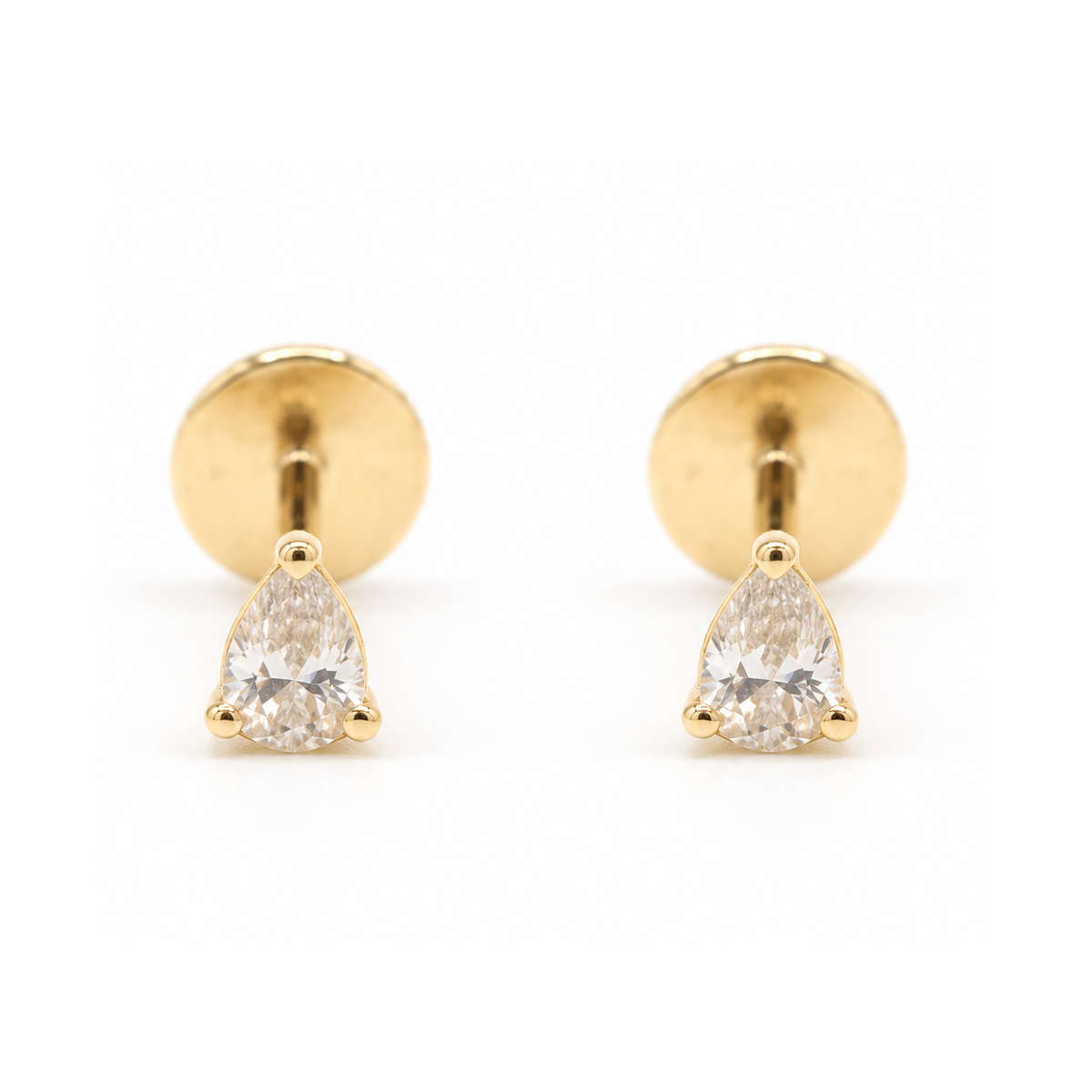 Bazra Pear Diamond Bezel Stud Earrings (AQMSJDE08)