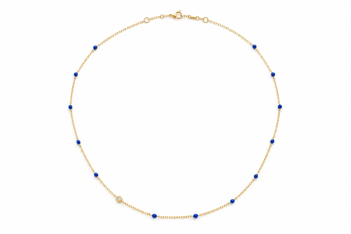 Mira Enamel Bead Necklace — flat lay
