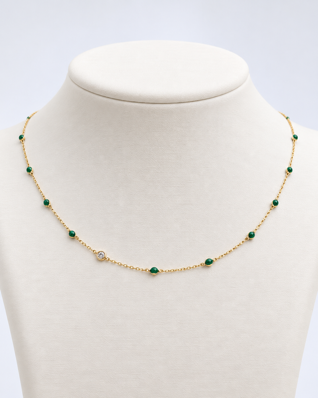Midori Enamel Bead Necklace — studio view