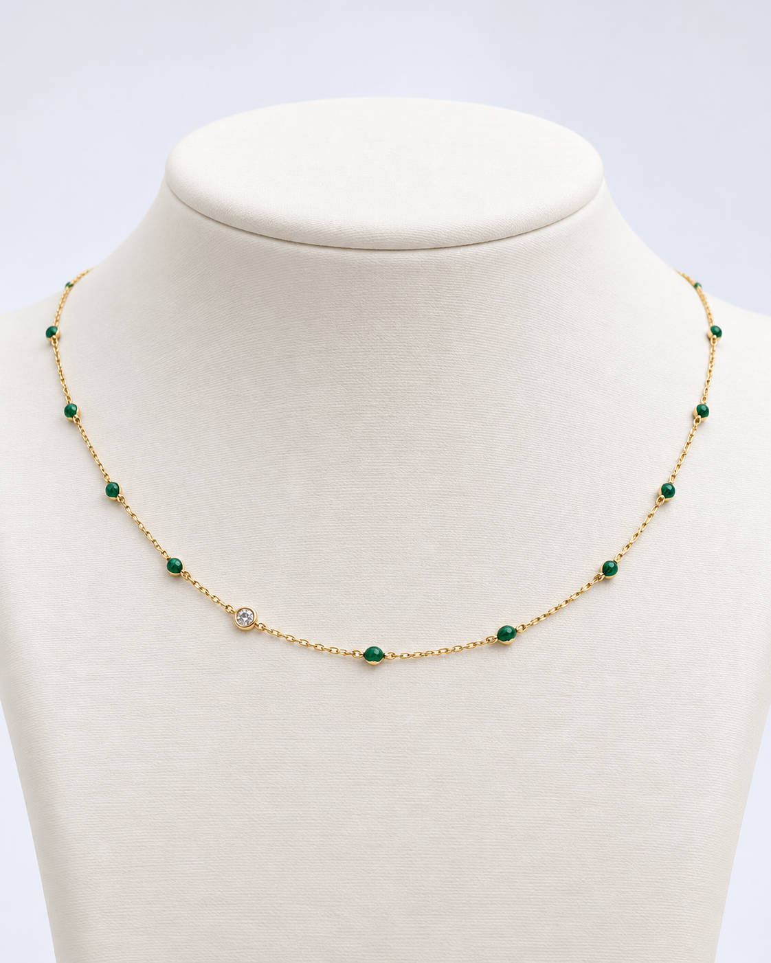 Midori Enamel Bead Necklace — studio view