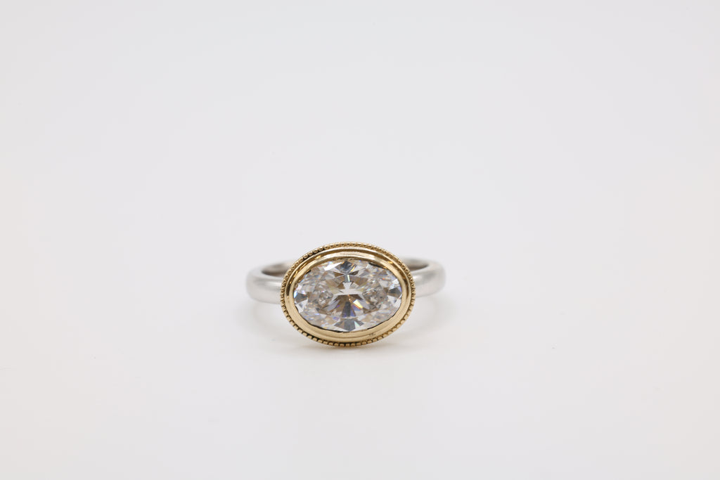 Nova East to West Double Bezel Engagement Ring