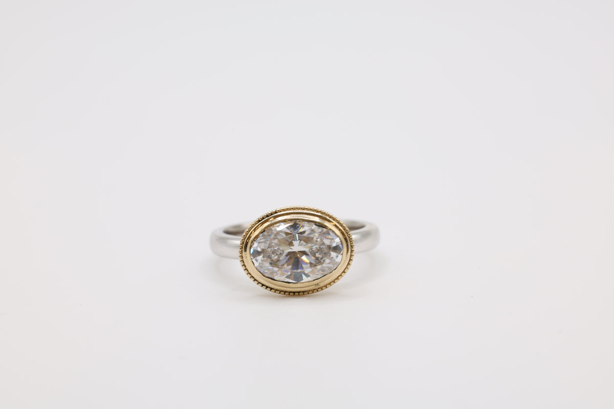 Nova East to West Double Bezel Engagement Ring