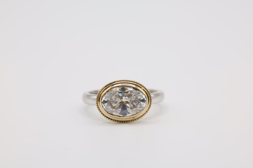 Nova East to West Double Bezel Engagement Ring