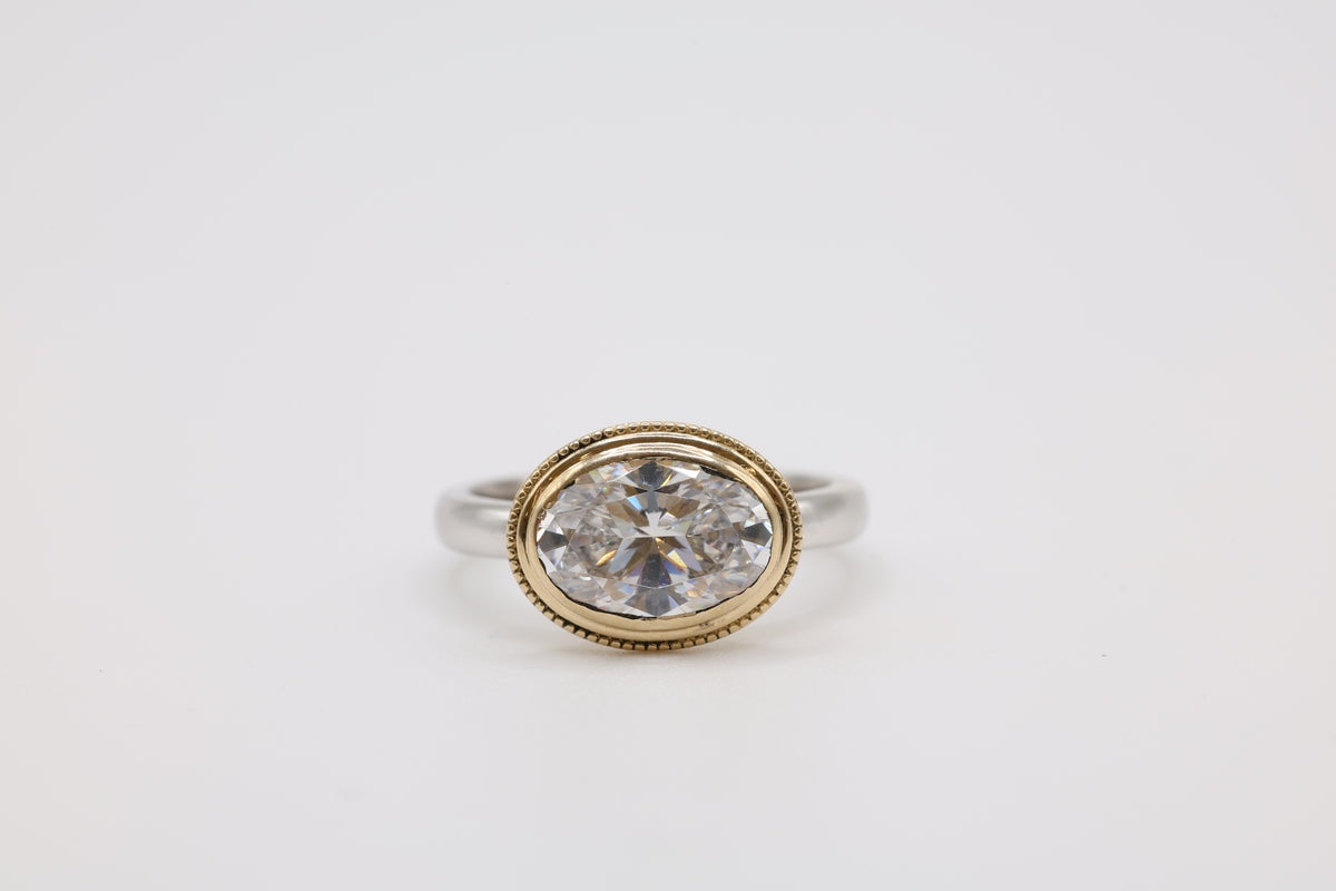 Nova East to West Double Bezel Engagement Ring