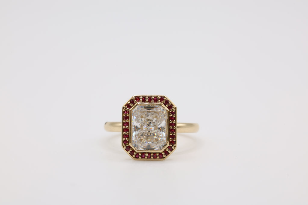 Solene Ruby Halo Engagement Ring