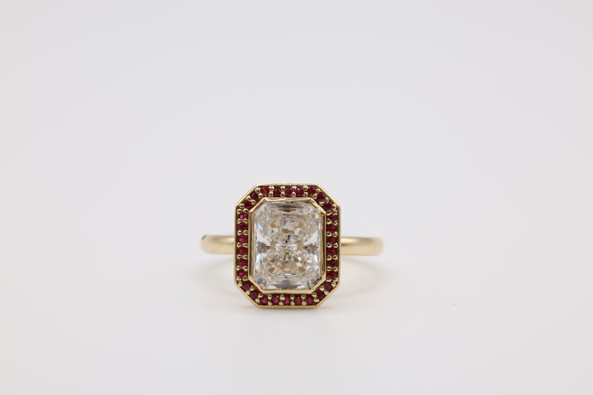 Solene Ruby Halo Engagement Ring