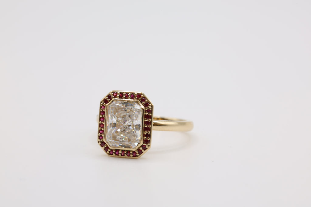 Solene Ruby Halo Engagement Ring