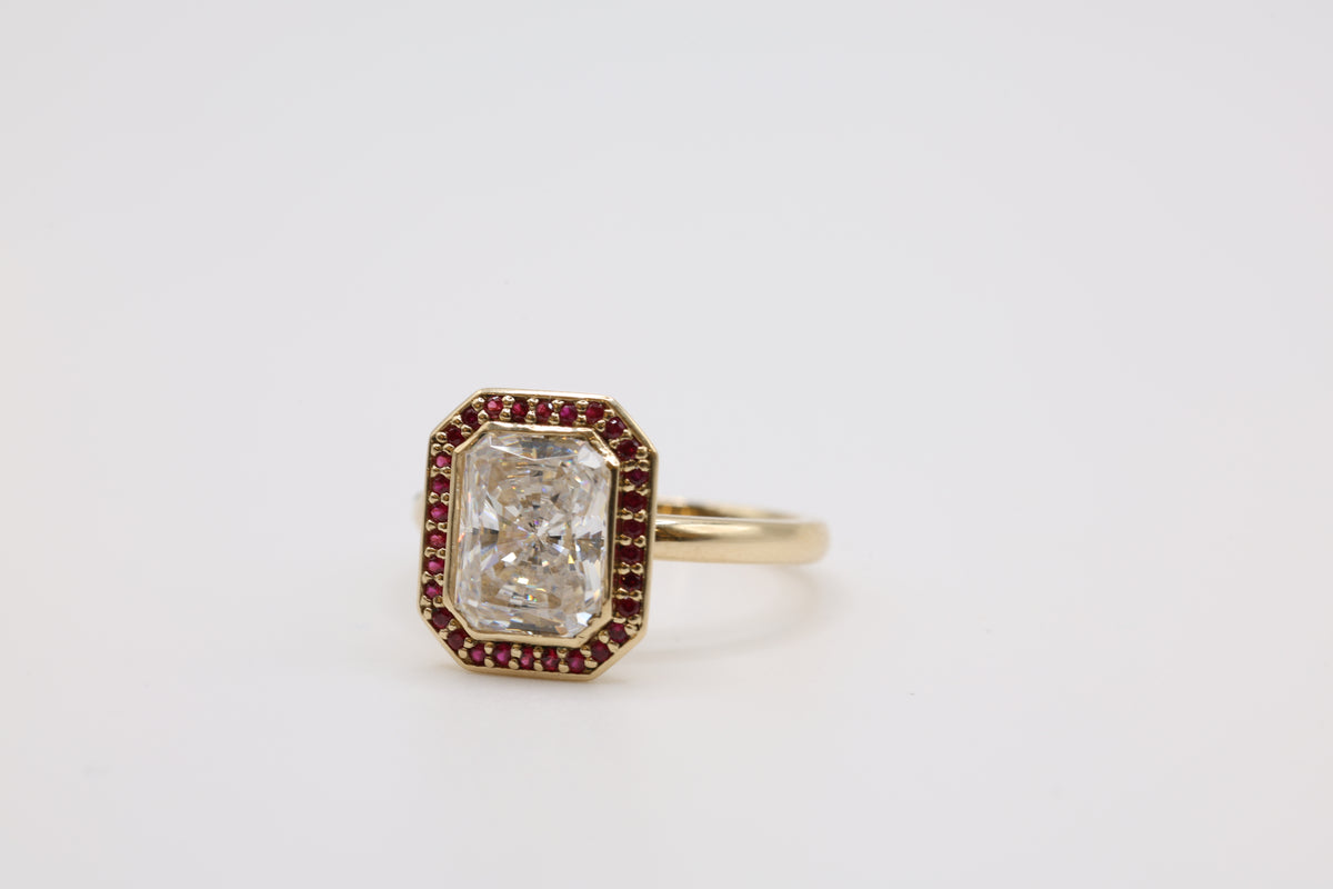 Solene Ruby Halo Engagement Ring