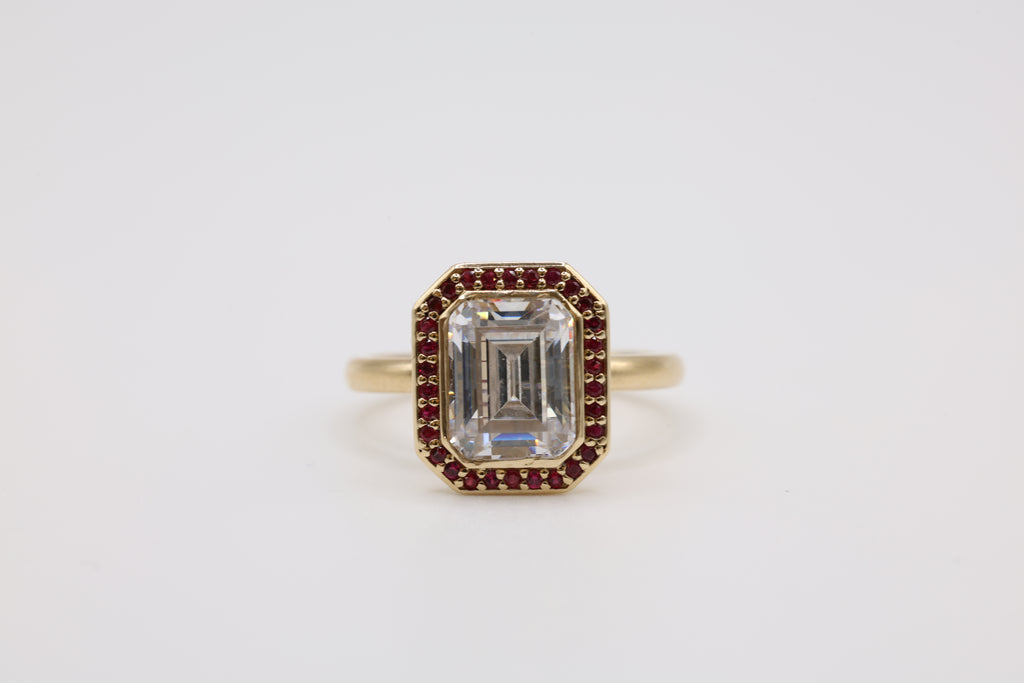 Solene Ruby Halo Engagement Ring