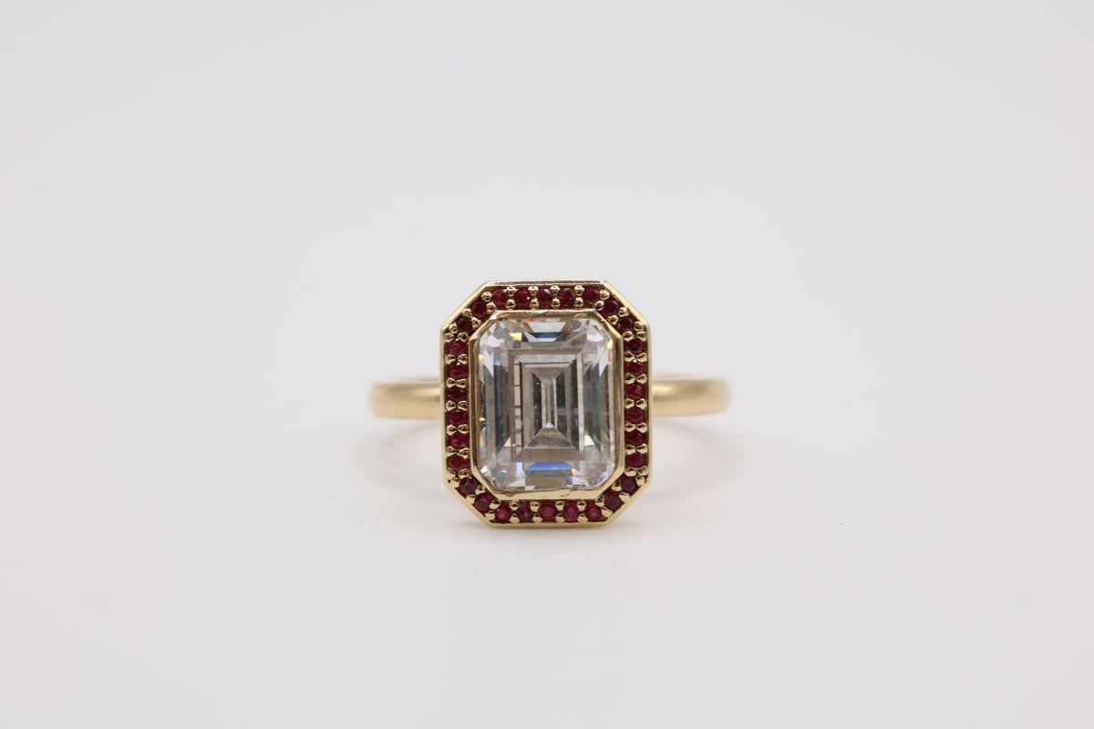 Solene Ruby Halo Engagement Ring