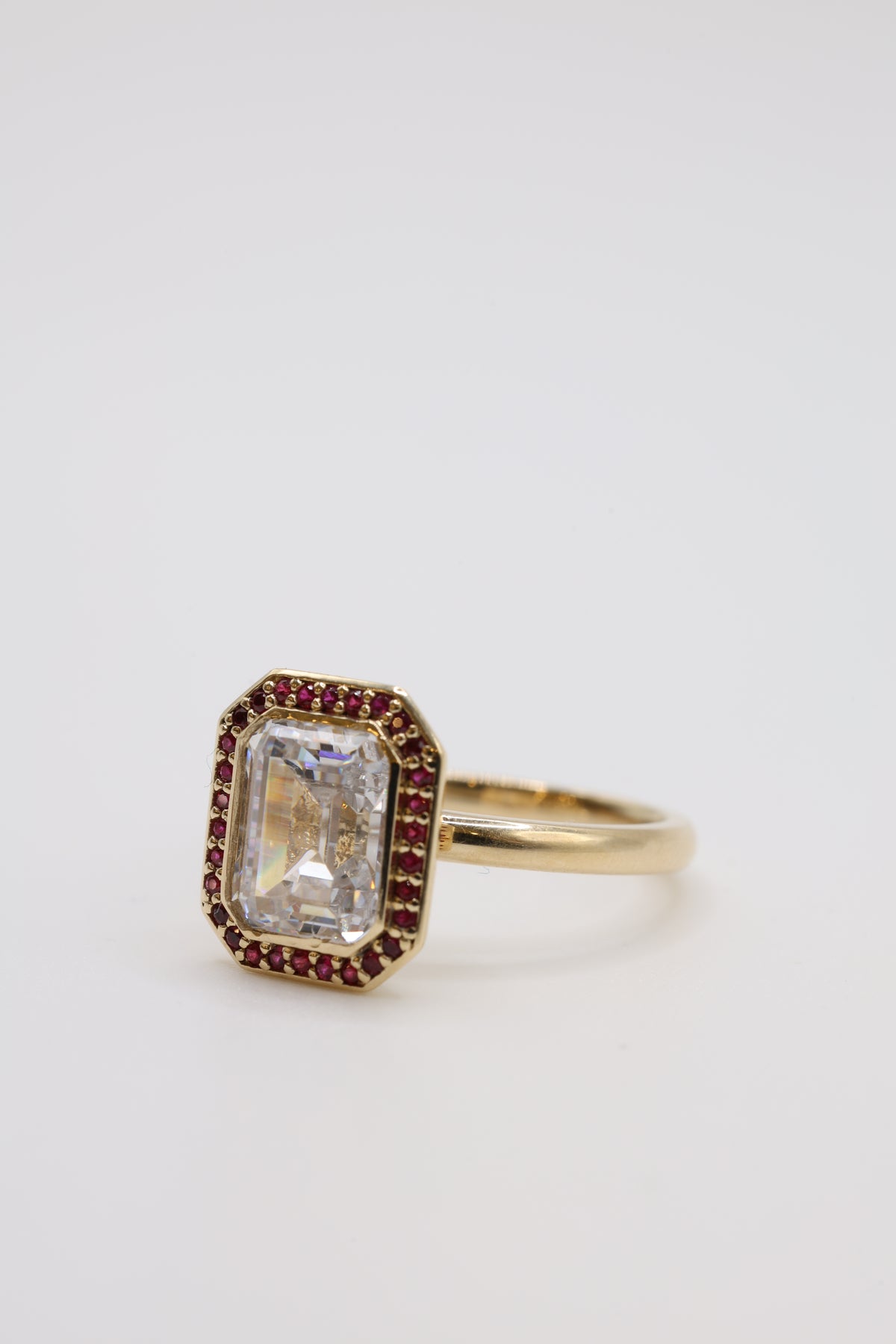 Solene Ruby Halo Engagement Ring