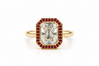 Solene Ruby Halo Engagement Ring — studio view