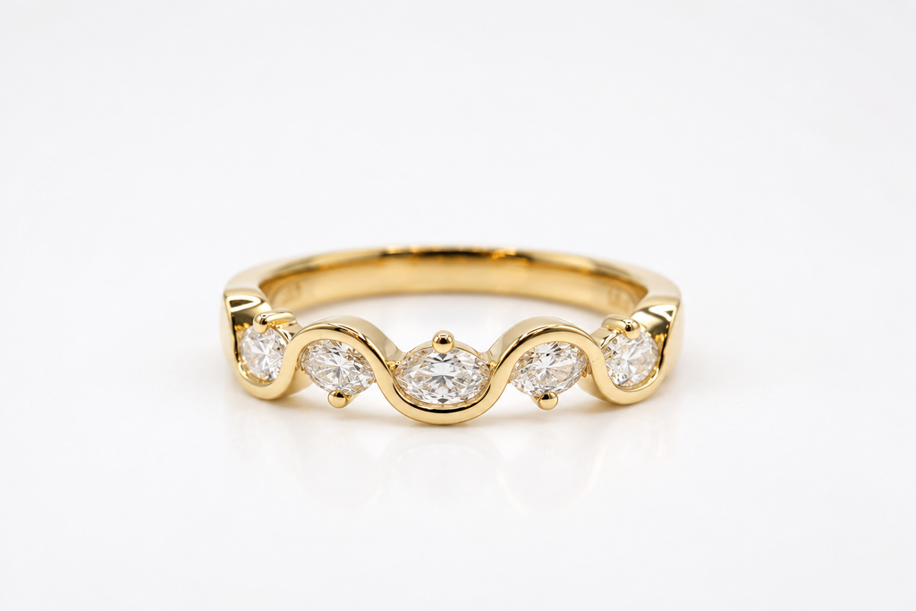 Bahar Diamond Wave Wedding Band — studio view