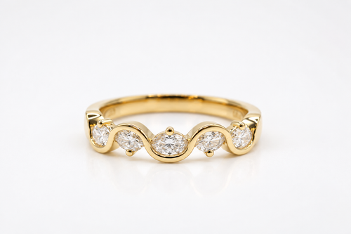 Bahar Diamond Wave Wedding Band — studio view