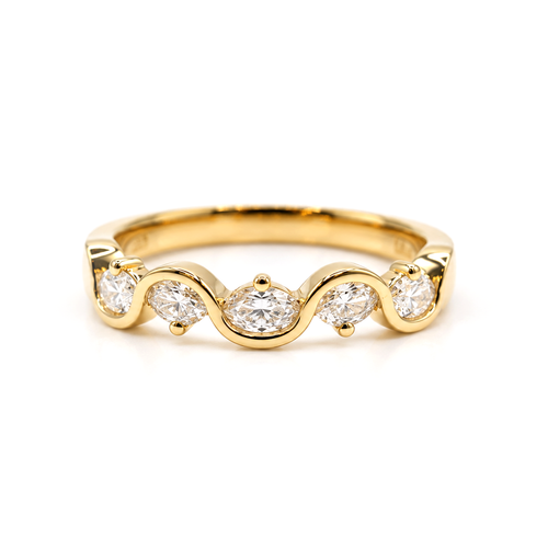 Bahar Diamond Wave Wedding Band - 4