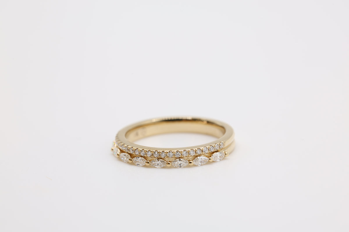 Sarrwa Double Row Diamond Wedding Band