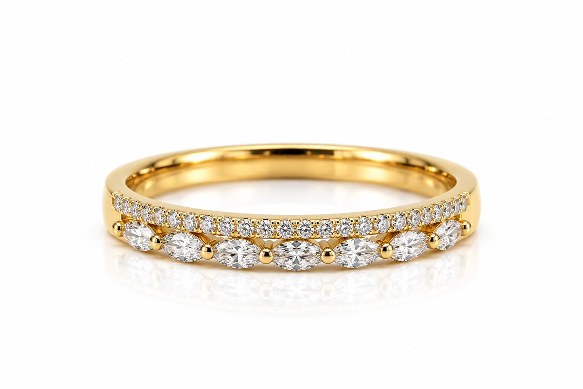 Sarrwa Double Row Diamond Wedding Band — studio view