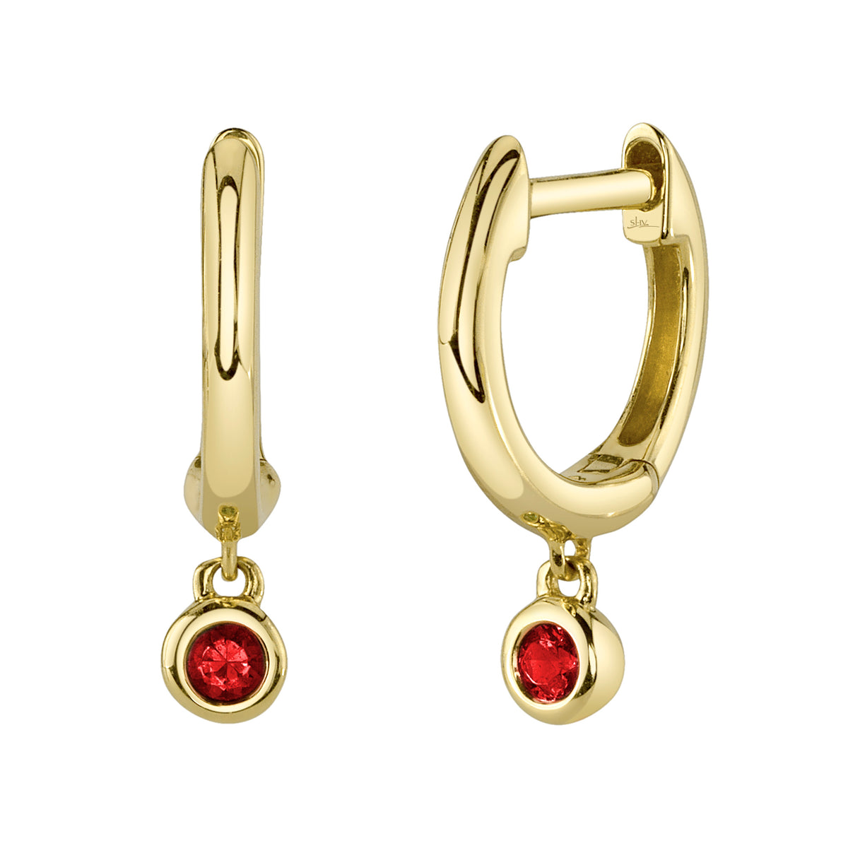 Ruby Huggies Bezel Set
